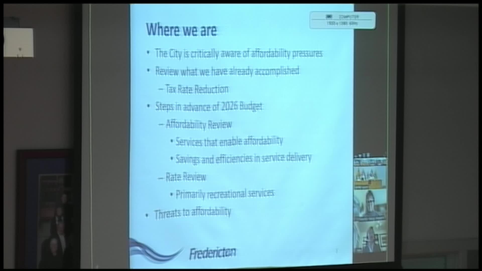 Fredericton Standing Committee Meeting