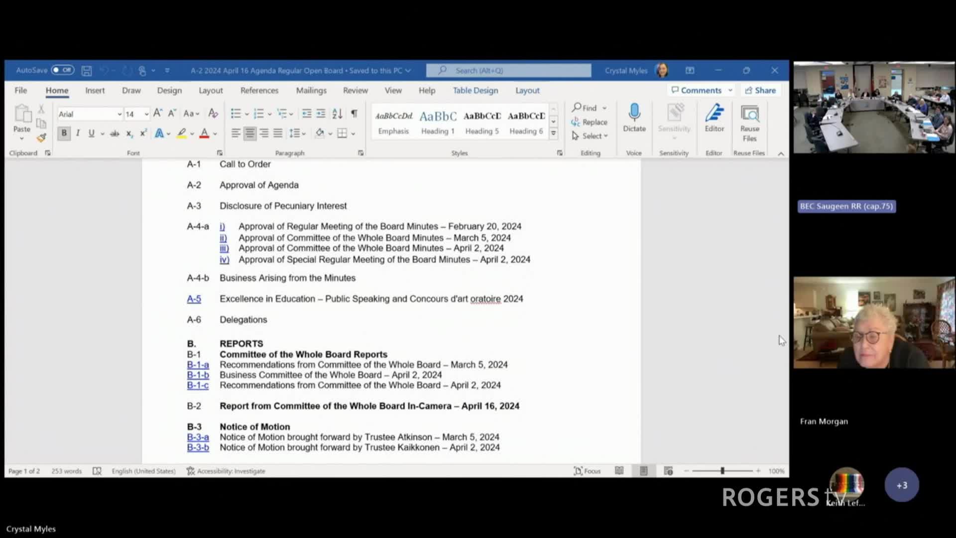 Bluewater District School Board Meeting