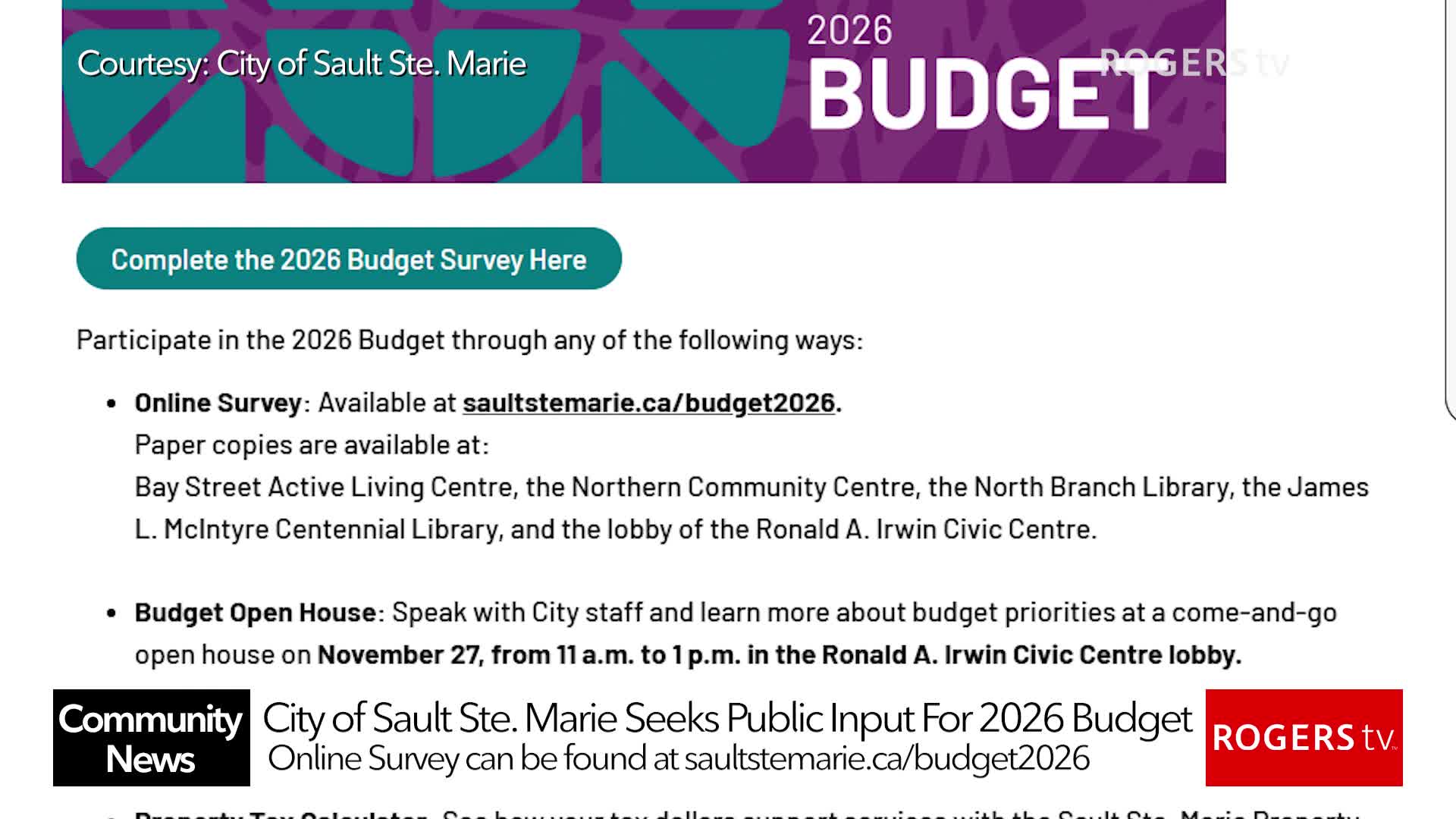 Rogers tv Community News